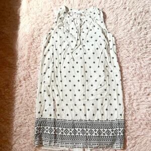 Bohemian Cottage Core Minimalist Aztec Lightweight Prairie Peasant Tank Dress